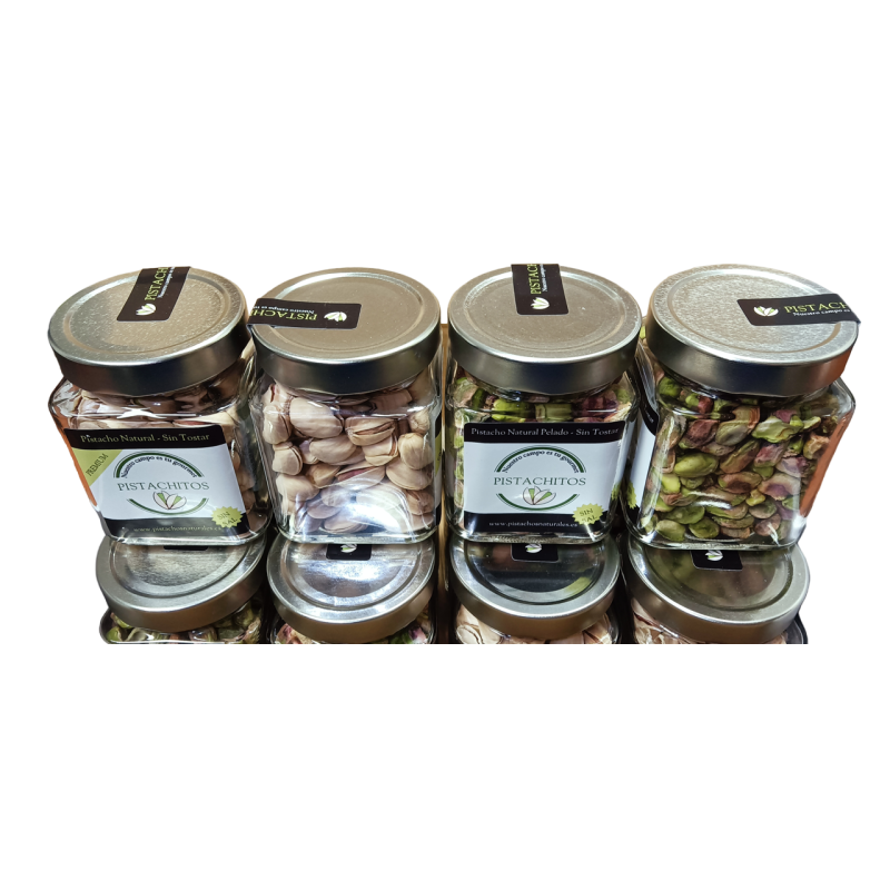 Pack de 12 Botes de Pistacho Natural Crudo, Pelado y con Cáscara - Calidad Premium - (al vacío)